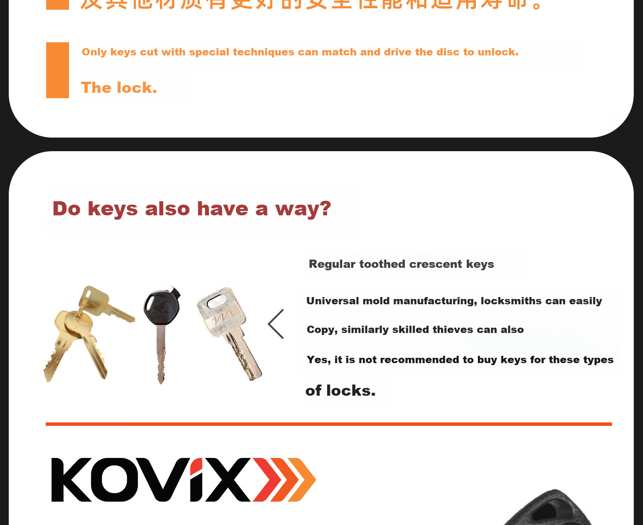 KOVIX KVC1 Motorcycle Disc Brake Lock, Electric Bike Lock, Mountain Bike Anti-Theft Lock, Waterproof C-Grade Lock Core, Scooter Lock 11
