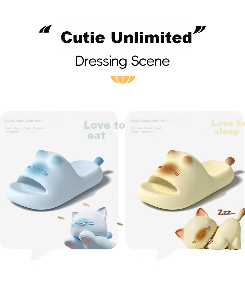 Chikoku Cute Cat Slippers for Women, Summer New Style Indoor Home Thick-Soled Cartoon Outdoor Sandals 18