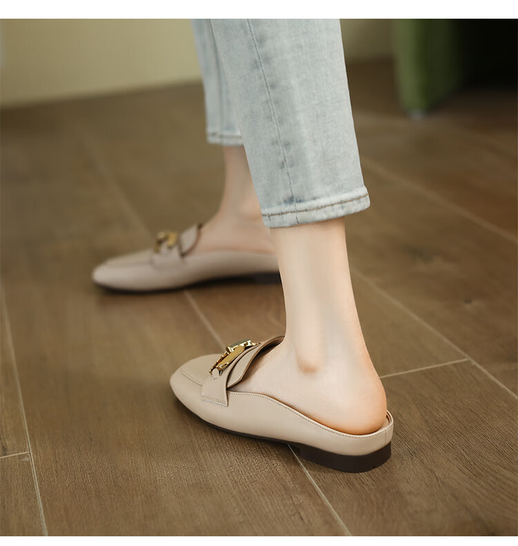ZHR Zese Women's Square Toe Commuter Slippers One-Step French Mule Half Slippers AH235 Black Size 35 11