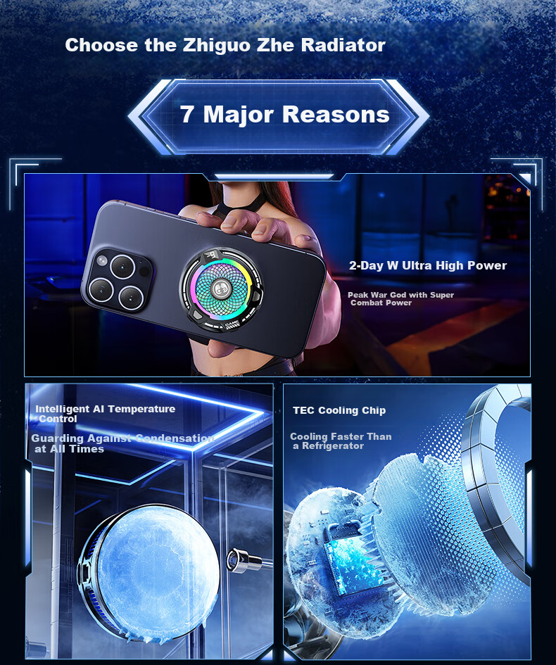 WITGOER [28W Full Screen Ice Coverage | AI Temperature Control] Phone Cooling Pad, Semiconductor Ice Magnetic Back Clip for Live Streaming And Gaming, Quiet Operation, Suitable for Apple Tablets And ASUS AI 10