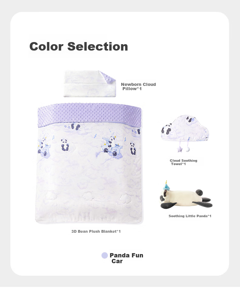 Babycare Camellia Newborn Dot Fleece Bedding Set of Four Pieces, Children's Nap Bedding, Pillowcase, Panda Car Desig 20