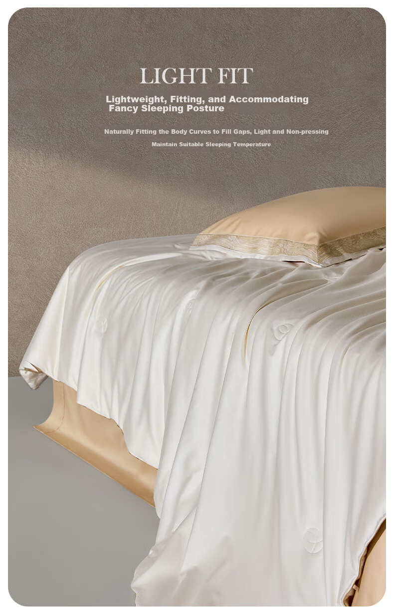 LUOLAI Home Textiles Mulberry Silk Comforter, 100-Count Pure Cotton Grade A 100% Mulberry Silk All-Season Duvet Insert, Approximately 6.8 Ji 7