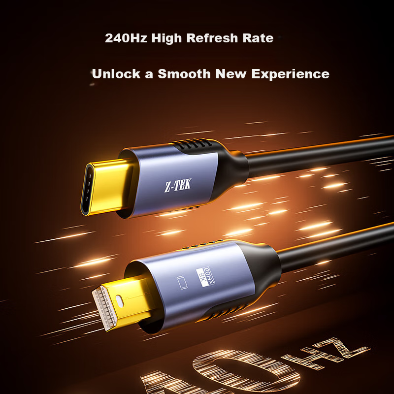 Адаптер Z-TEK Type-C на MiniDP, 1.8 м, 8K@60Hz/4K@240Hz, для подключения ноутбуков к внешним мониторам