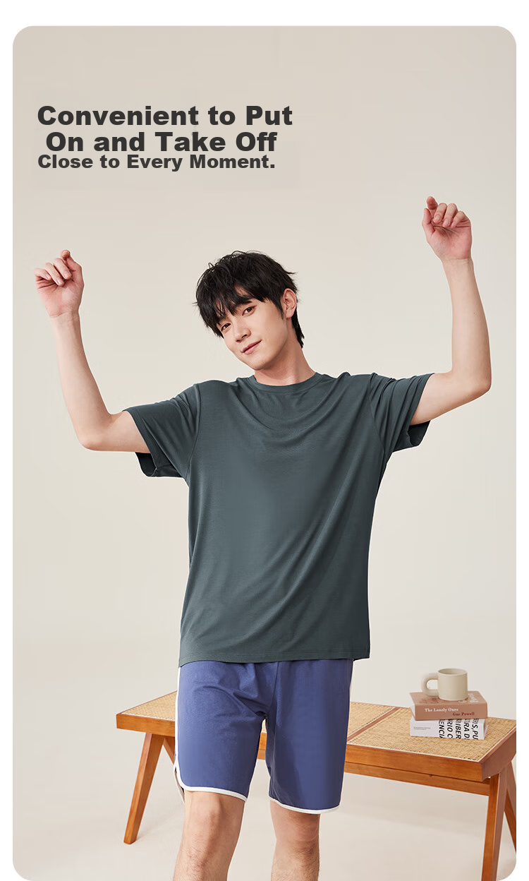MiiOW Men's T-Shirt, Modal Ice Silk Cool-Feeling Short Sleeve Round Neck, Summer Thin Sweat-Absorbing Breathable Casual Undershirt 3