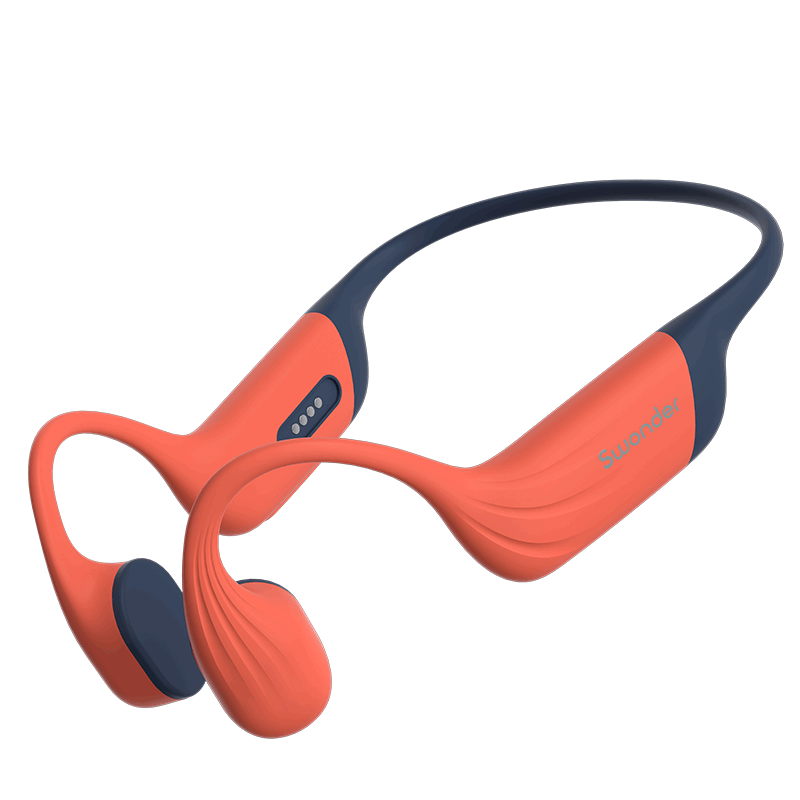 DIBALENE DF330 S2 Second Generation Children's Training Headphones for Swimming Lessons, Outdoor Bone Conduction Cycling Open-Ear Sports Running Wireless Bluetooth Headphones with Three Modes, 32GB, Coral Orange