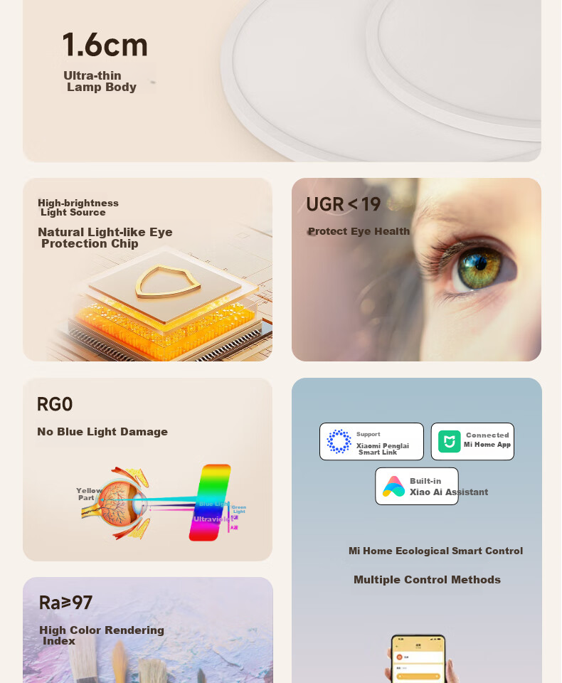 CDN [All-Inclusive Price] Ultra-Thin Full-Spectrum Eye-Protection LED Ceiling Light, Living Room Light, Bedroom Smart Lighting Fixture, 45W 7