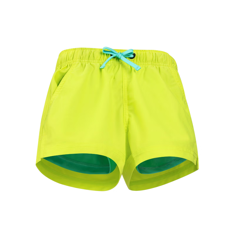 Sulang Kids Swimming Trunks Double-Layer Lined Boys Beach Shorts Anti-Embarrassment Fluorescent Green 140
