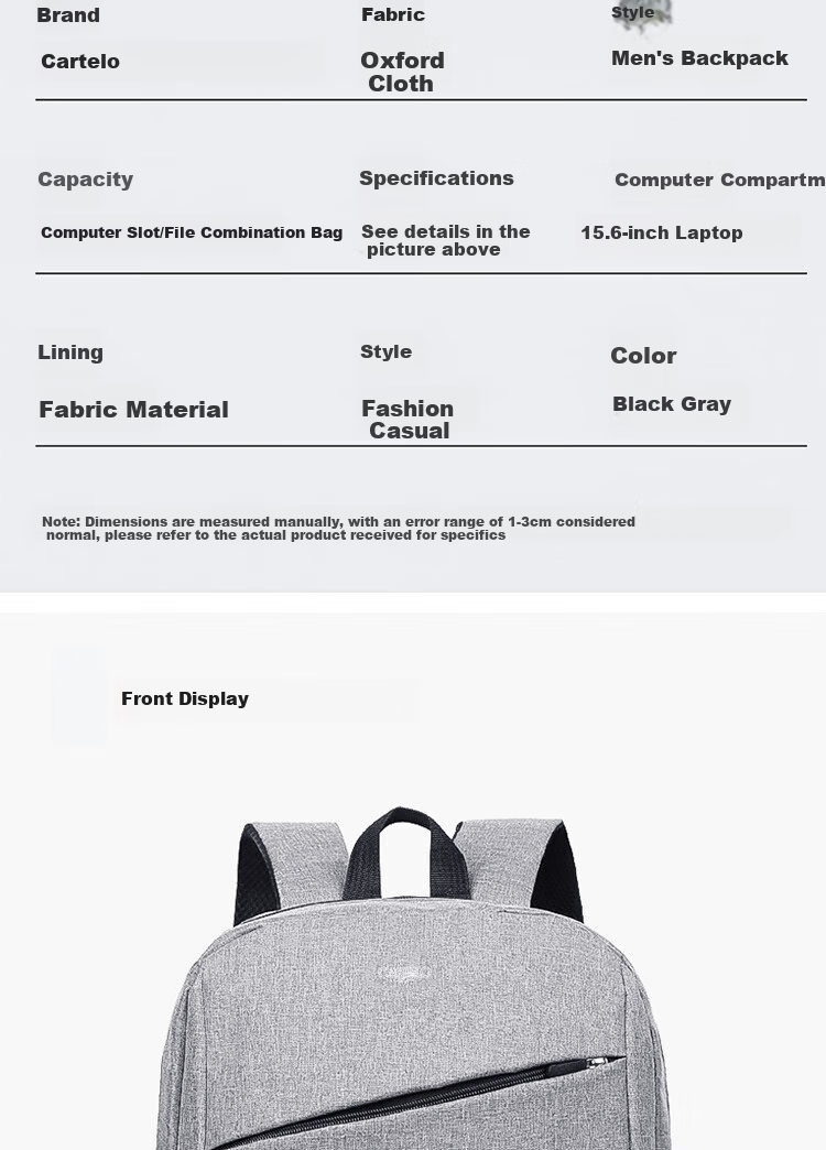 CARTELO Backpack, Business Casual Bag, Large Capacity, Water-Resistant Oxford Cloth Bookbag, Laptop Backpack, Gift for Husband Or Father 12