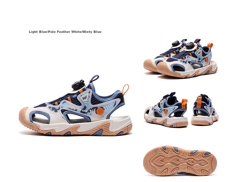 361° Children's Shoes, Kids' Sandals Summer 2025, Boys And Girls Breathable Wear-Resistant Toe Protection Creek Shoes Closed-Toe Sandals, Blue Size 37 16
