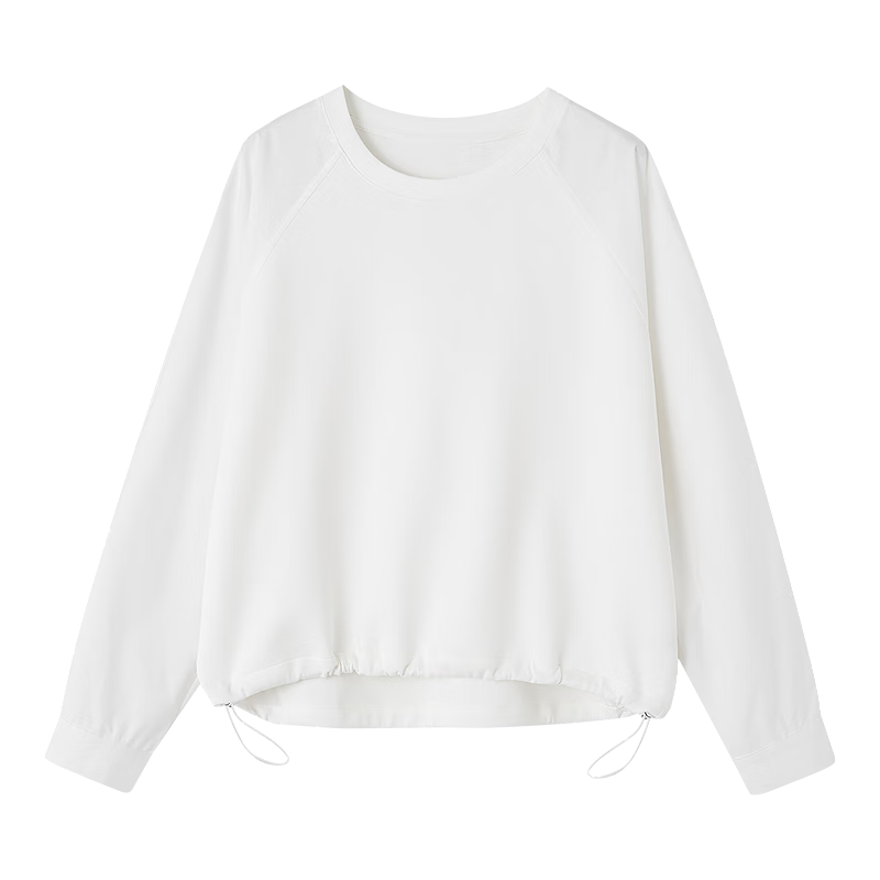 Demana [Soft 280G Air Layer] Spring Autumn Crew Neck Loose Fit Slightly Stretchy Pleated Drawstring Concealing Sweatshirt for Women