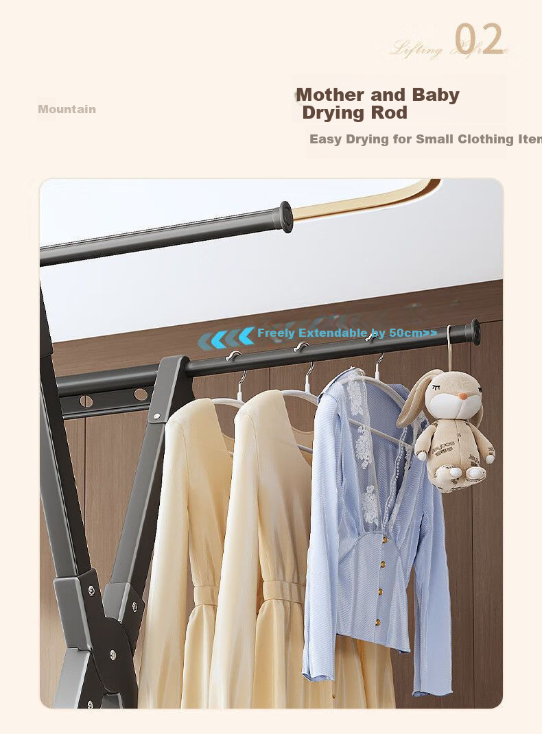 FEIDIAO Folding Telescopic Clothes Drying Rack Aluminum Alloy Indoor Outdoor Balcony Dormitory Household Quilt Drying Rack 7