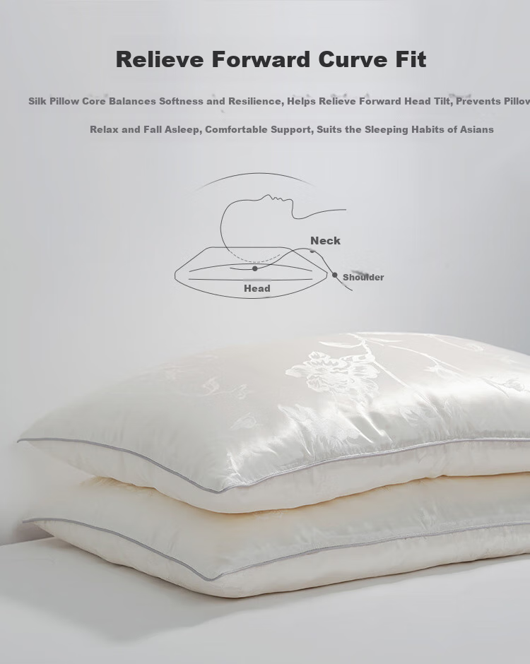 Ciyun Huagu Peony Silk Pillow, Pure Silk Pillow Core 100% Silk Filling, Net Weight 2.5 Jin (1.25 Kg), 48*74cm 3