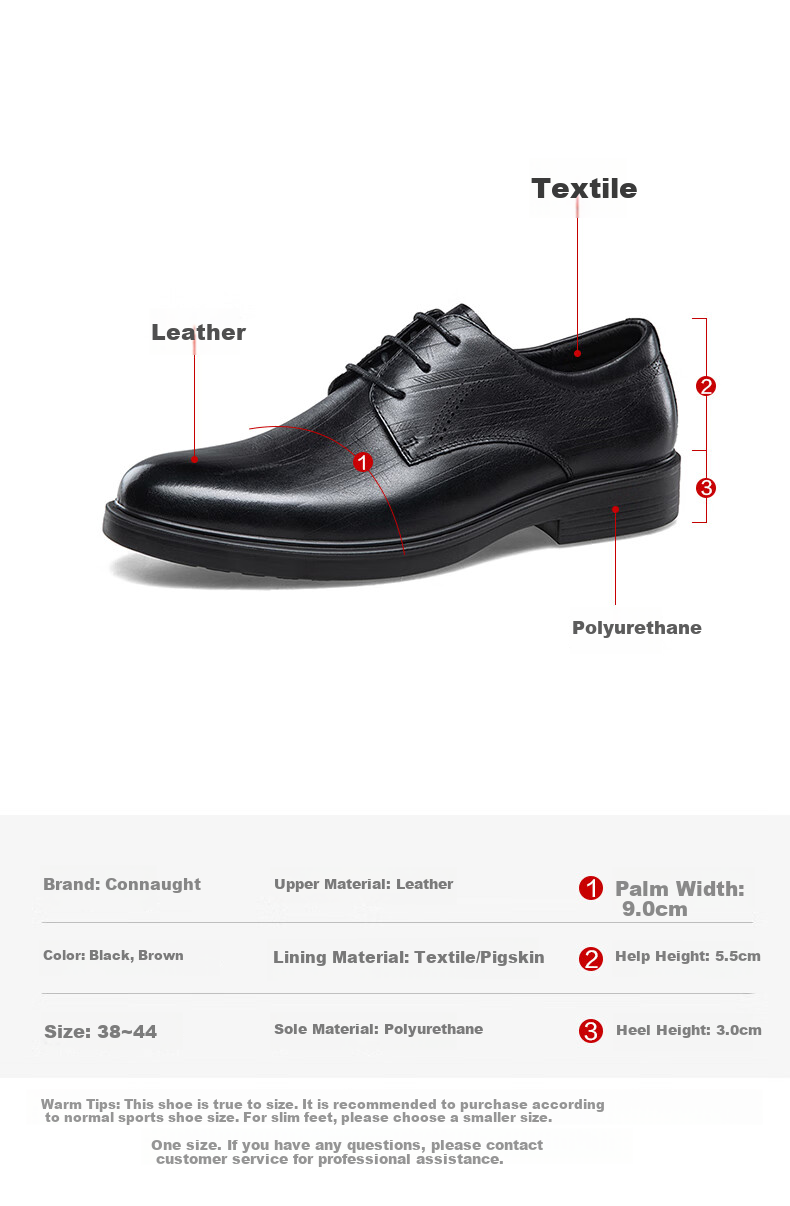 Kangnai Men's Shoes, Dress Business Casual Shoes, Soft-Soled Groom Shoes, Lace-Up Round Toe Formal Derby Leather Shoes, Black, Size 39 12