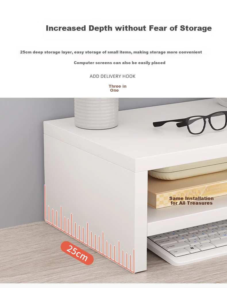 Jingjiayi Computer Stand, Laptop Monitor Riser Stand, Height-Increasing Base, Desktop Organizer, Office Storage Rack 6