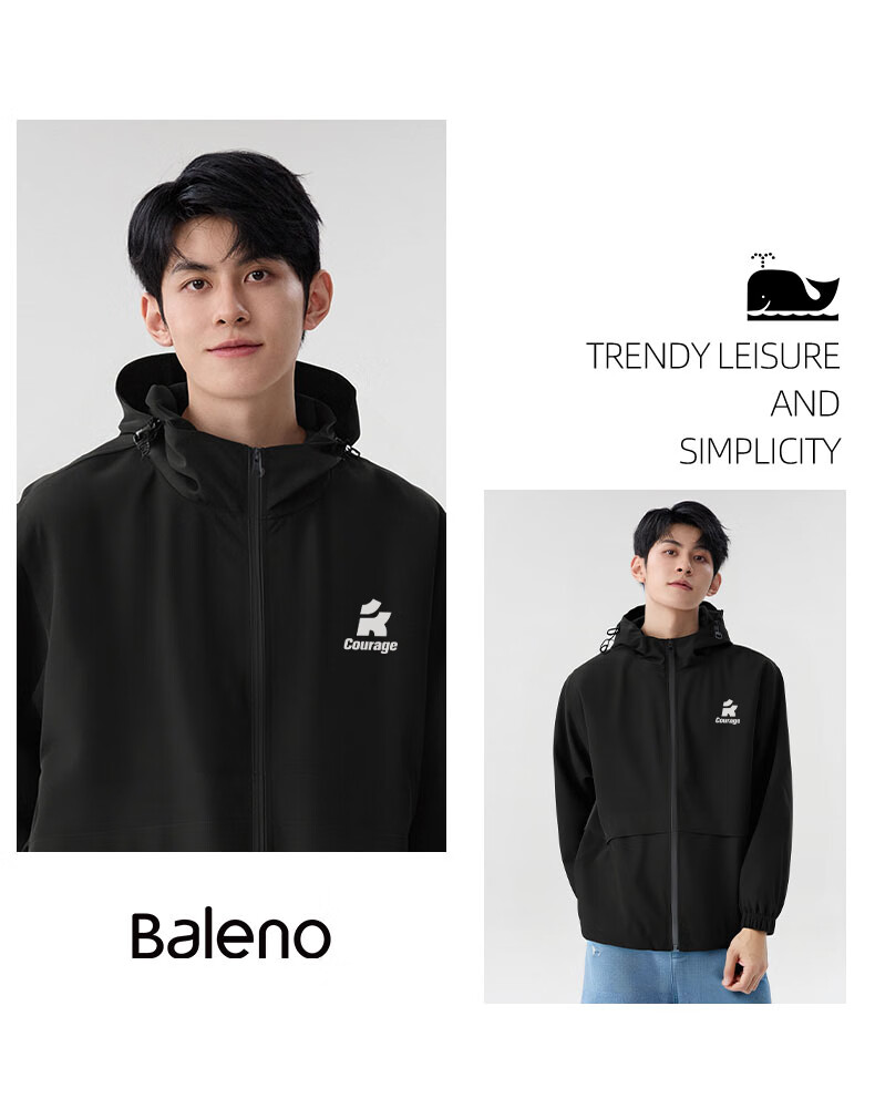 Baleno Men's Autumn Outdoor Windproof Waterproof Durable Sports Casual Hooded Jacket 13