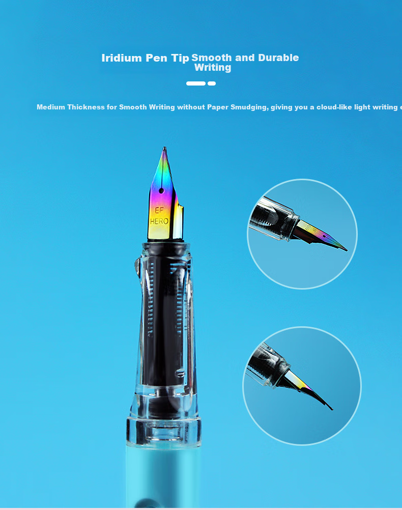 HERO Fountain Pen 367 Macaron Student Fountain Pen for Handwriting Practice And Posture Correction, Iridium Nib (With 6 Extra Ink Cartridges) Pink EF Nib (Nib Tip Color Randomly Selected) 4