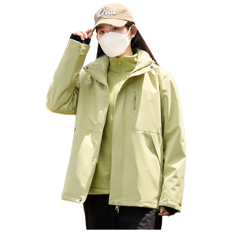 JEEP SPIRIT Unisex 3-in-1 Outdoor Cold-Resistant Warm Jacket Coat, Qingguo Green, 2XL