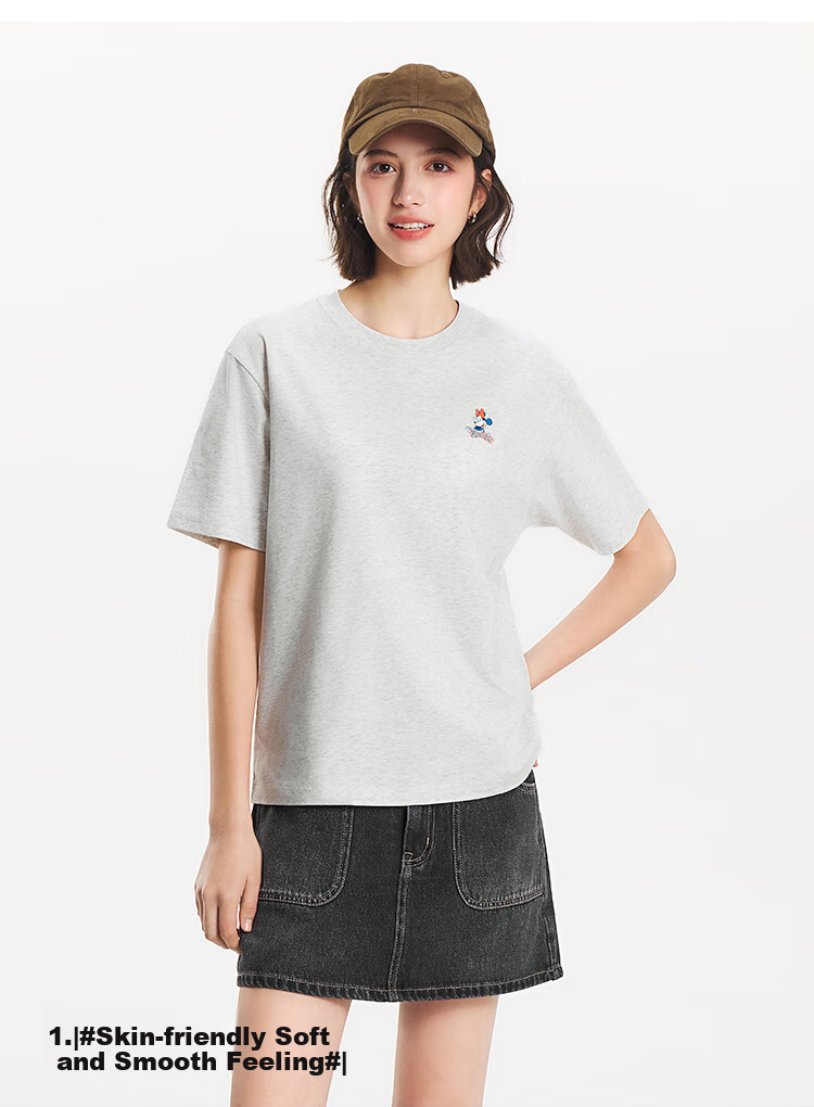 Semir [Colorful Cool-Feeling T-Shirt] Women's Short-Sleeve T-Shirt, Mid-Length, Loose-Fitting, Comfortable Embroidered Top, 109324100007 16