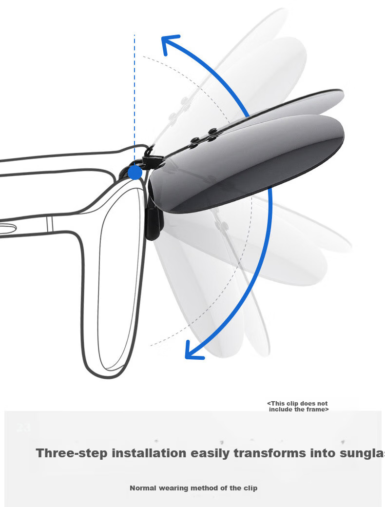 Baixiaoshe GM Style Sunglasses Clip-Ons, 1 Pair [Foldable], for Driving And Day/Night Use, Unisex 14