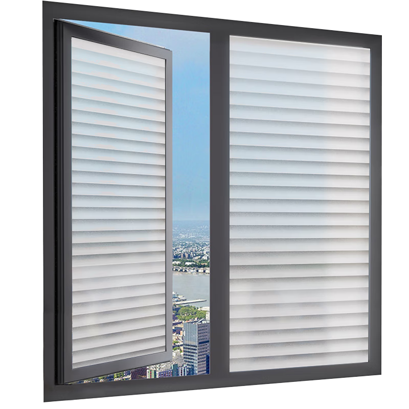 Fuju Bathroom Window Frosted Privacy Glass Film Translucent Non-See-Through Louver Pattern 45x300cm