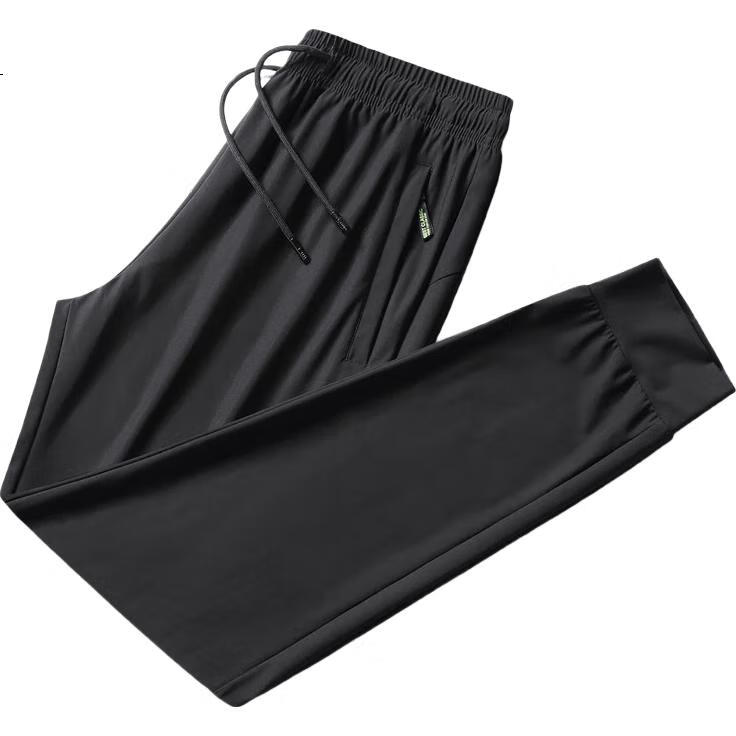 Dibinze Мужские брюки, размер 5XL, черные, прямые, летние, тонкие, повседневные, спортивные, с высокой эластичностью