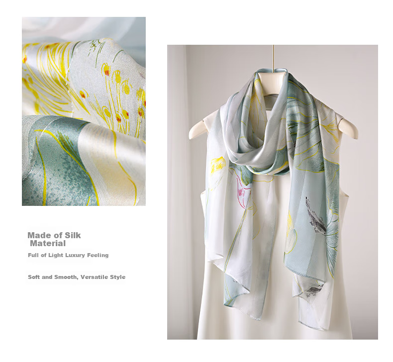 Hangsifu Silk Scarf, Mulberry Silk Shawl, Autumn And Winter Warm Neck Warmer, Birthday Gift for Mom Or Wife 11