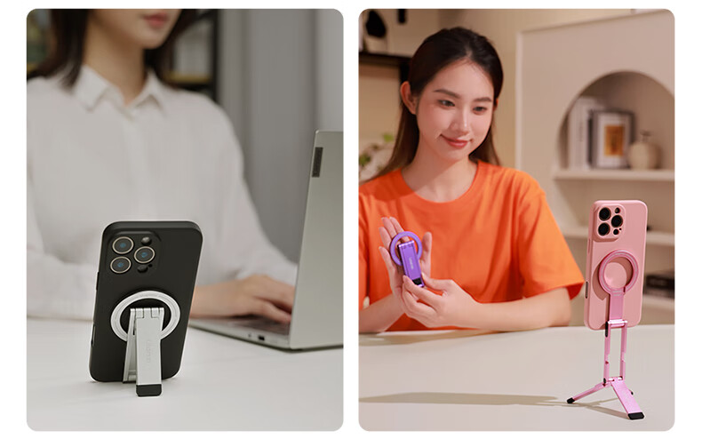Ulanzi MA60 Dual-Sided Magnetic Phone Holder Desktop Tripod Mini Portable Apple Phone Selfie Stick Travel Photography Live Streaming Accessory Silver 4