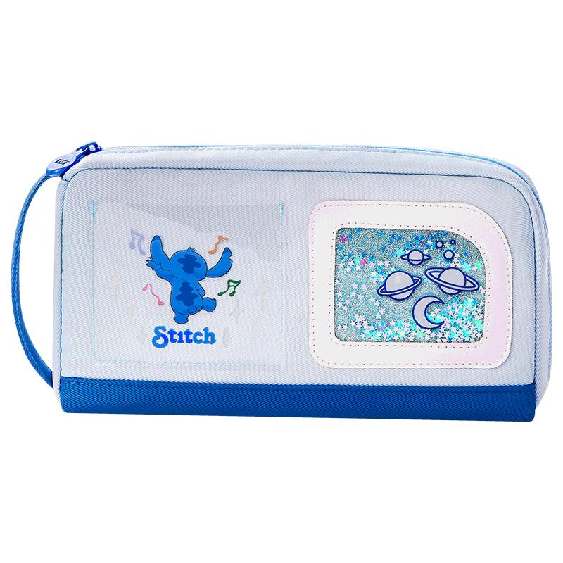 Disney Stitch Pencil Case Kids Stationery Box Boys Dreamy Liquid Sand Large Capacity Girls High-Quality Middle School Pen Box Graduation Gift