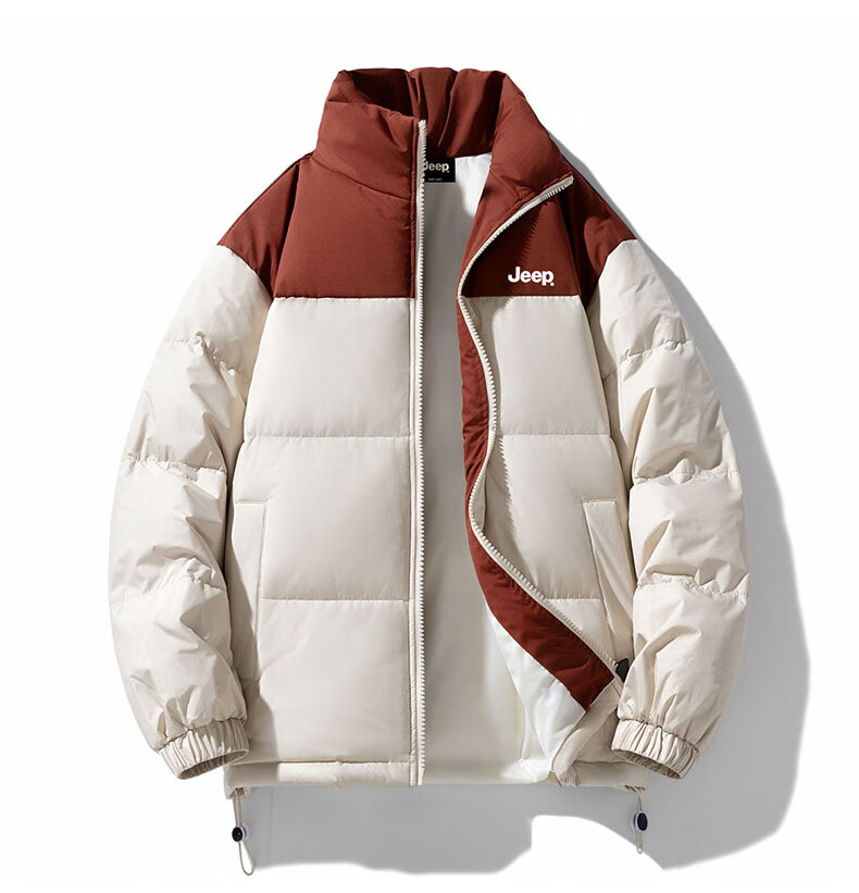 JEEP Men's Winter Down Jacket New Windproof Warm Casual White Duck Down Stand Collar Cold-Resistant Coat 14