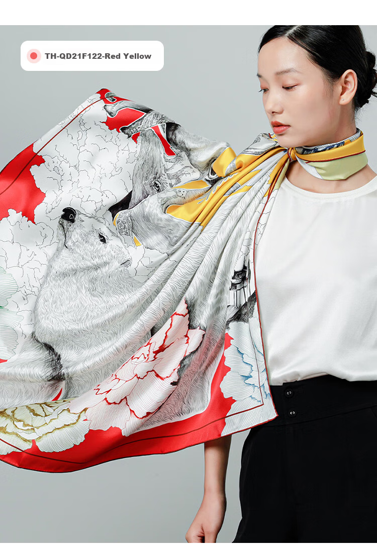 Sijie [Handmade Rolled Edge] Heavyweight 19-Meter Pure Silk Large Square Scarf, Mulberry Silk High-End Silk Shawl, Mid-Autumn Festival Gift 12