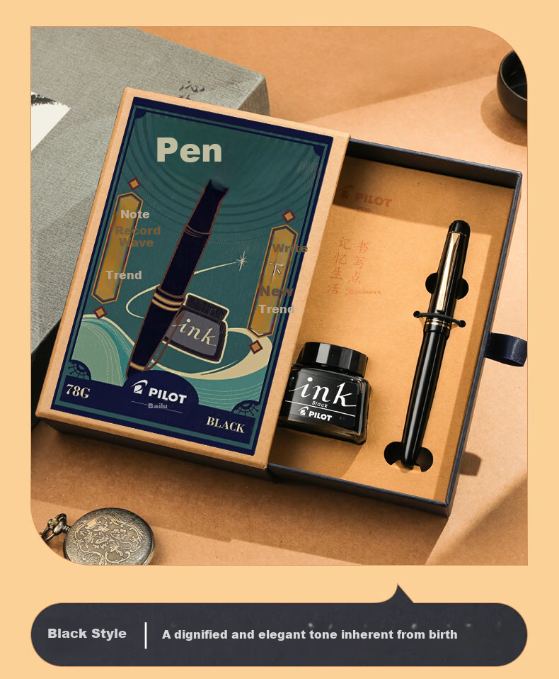 PILOT 78G Student Fountain Pen Vintage Gift Box Set, Birthday Gift, Holiday Gift, Calligraphy Practice Pen for Students, High-End Business Signature Pen, Aesthetically Pleasing, Transparent Color, B Nib 6