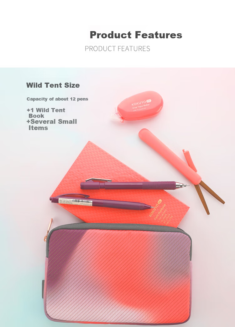 KOKUYO Imported ME Wild Account Flat Pouch Organizer Collection Stationery Bag Storage Bag Medium Size Berry Purple Plaid KME-LFPH201DV Back-To Season Large Capacity Student Party 5