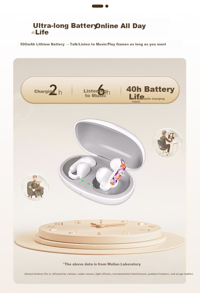 Baiersong B7 Open-Ear Bluetooth Headphones, Ear-Hook Style, for Sports And Running, Long Battery Life, AI Calling, Noise Reduction, Wireless Earphones, Fashionable Ear Clips, Suitable for Xiaomi And Apple, Pearl White 12