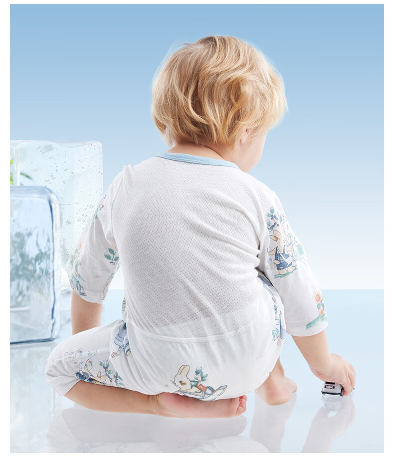 Beitaisi Baby Clothes, Summer Breathable Thin Mesh, Infant Romper, Three-Quarter Sleeve, Pure Cotton Class A Air Conditioning Wear 20