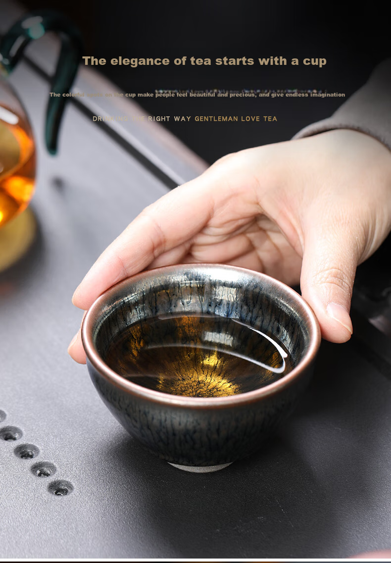 Yuanqingjiasheng Oil Drop Tea Cup, Tea Bowl, Host Cup, Tasting Cup, Tea Bowl, Personal Cup, Single Cup, Ceramic 7