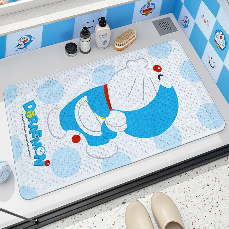 Dajiang Doraemon Co-Branded Printed Non-Slip Bath Mat for Children's Shower Room And Bathroom, Anti-Fall Floor Mat, 50x80cm