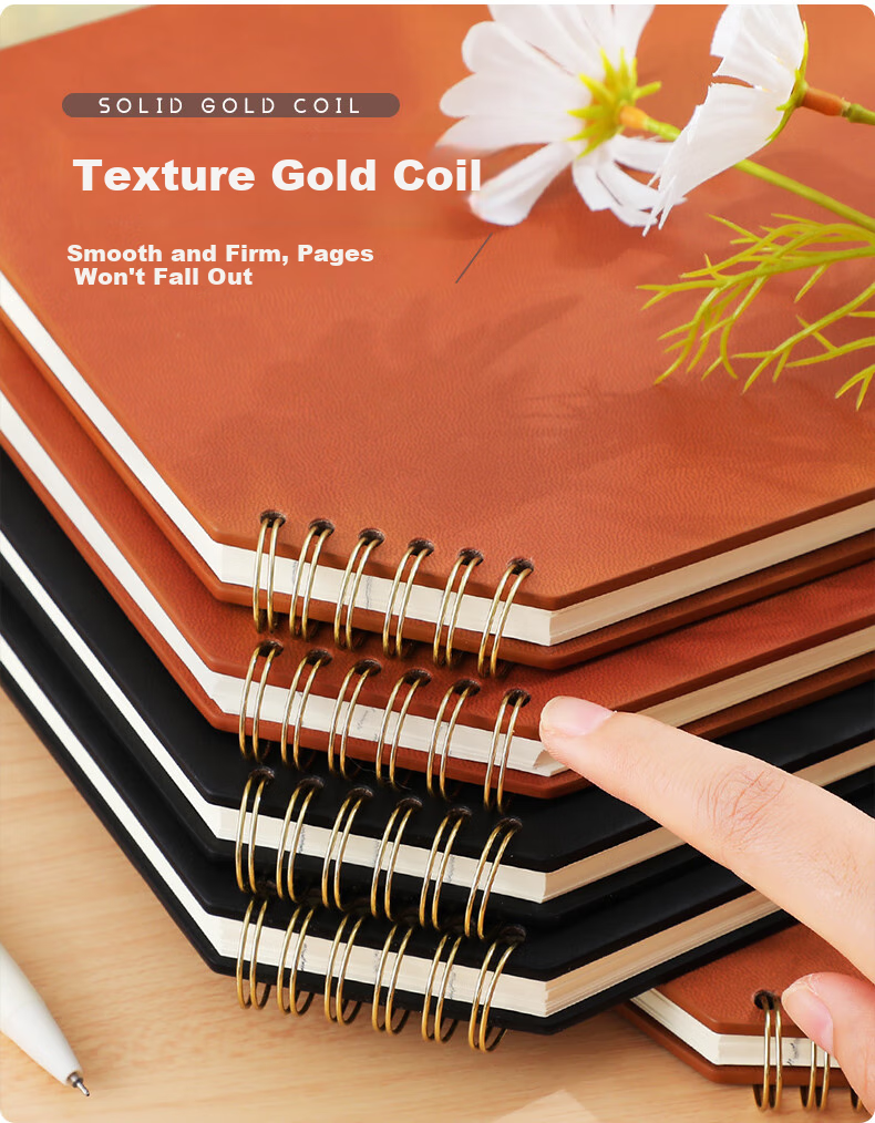 Faramon B5 Notebook Spiral Bound with Diagonal Flip, Thickened Simple Design for Middle School And High School Students, Comfortable to Hold, Aesthetically Pleasing Journal for College Students And Postgraduate Exam Preparation, Brown Color 3