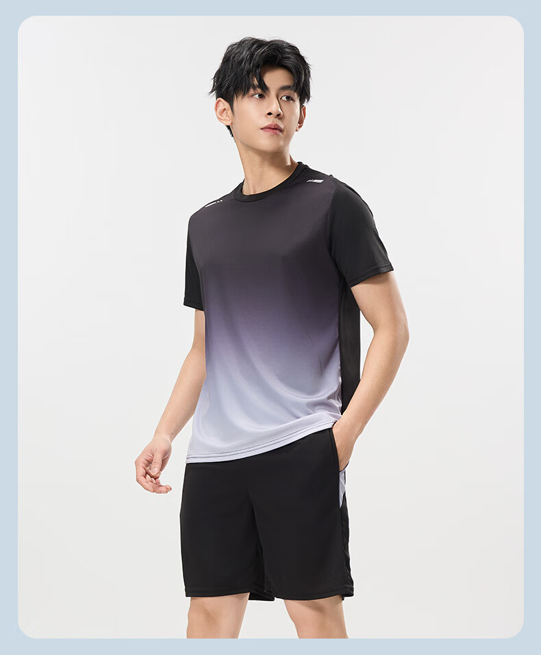 VICTORIATOURIST Sports Set for Men And Women, Indoor Fitness Wear, Quick-Dry Short-Sleeve T-Shirt, Badminton And Basketball Training Shorts, Running Gear 19