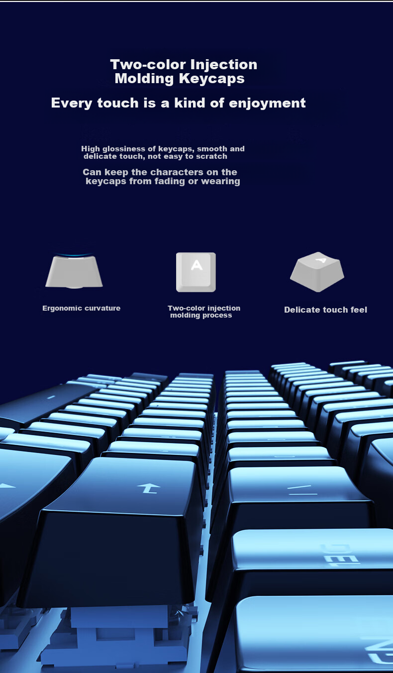 AULA S500 Mechanical Keyboard Wired Backlit Full-Size 104-Key Gaming E-Sports Computer Multimedia Office PUBG Full Anti-Ghosting Retro Three-Color Scheme Ice Blue Light Green Switches 10
