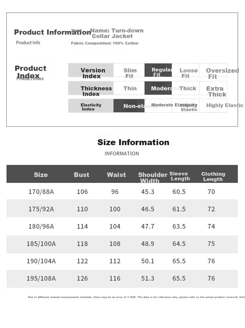 ROMON 100% Pure Cotton Jacket for Men, Middle-Aged And Young, Spring And Autumn Outerwear, Workwear Casual Lapel Dad's Outfit, Men's Jacket 7