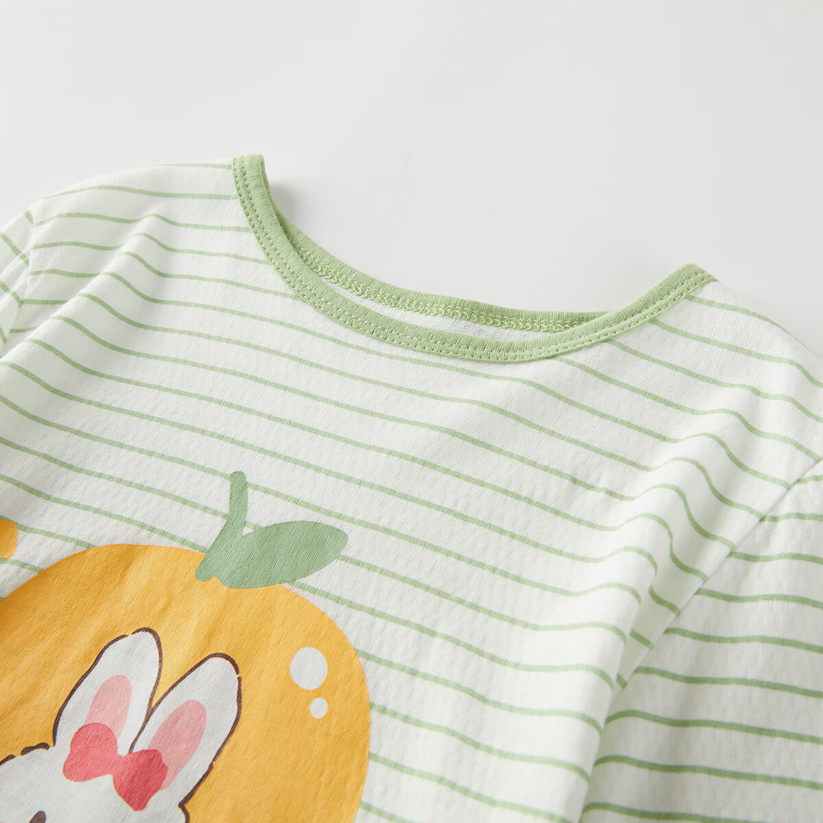 DEESHA [7A Antibacterial Cotton Mesh Jacquard] Girls' Lightweight Breathable Long-Sleeve Pajama Set, Pure Cotton Skin-Friendly Air Conditioning Wear
