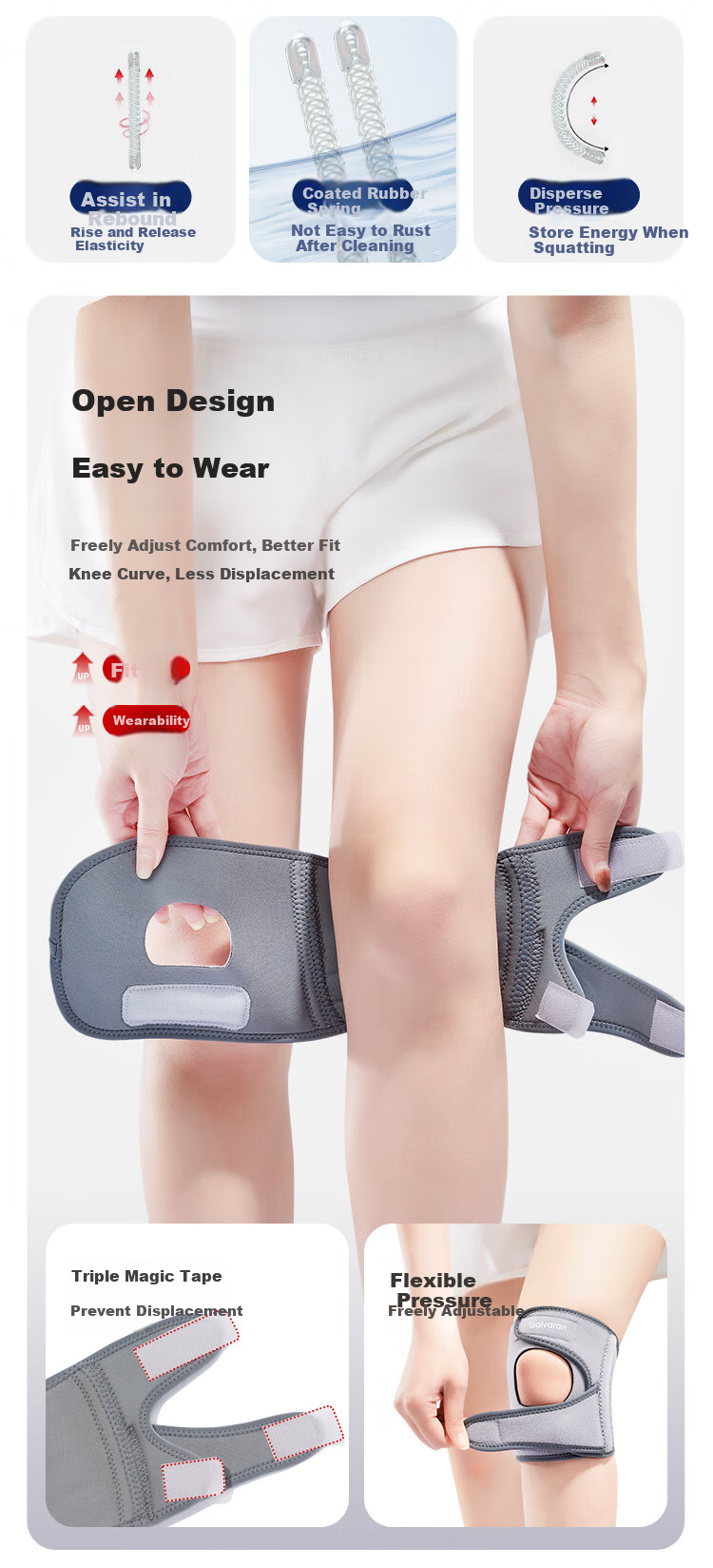 GALVARAN Knee Brace for Men And Women, Sports Knee Support with Meniscus Protection, Hiking Badminton Patellar Strap Running Protective Gear 6