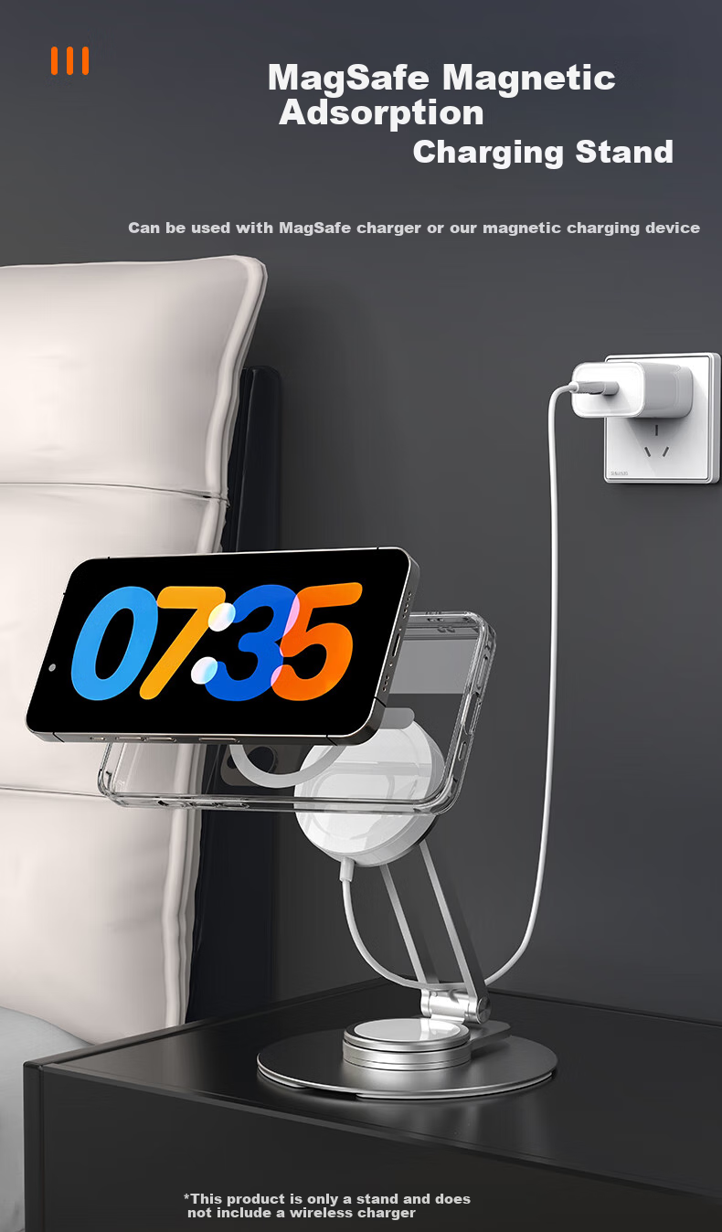 GDGO New Magnetic Phone Stand with Strong Suction, Desktop Vertical Portable MagSafe Double Folding Storage Lazy Multifunctional Rotating Stand Suitable for Apple, Huawei, Xiaomi Tablets 2