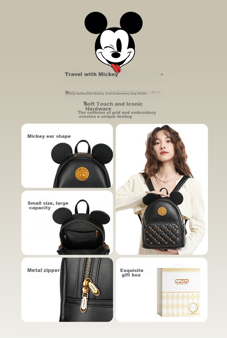 Disney Mickey Mouse Backpack, Women's Handbag Gift Box Set, Birthday Present for Girls, Day Gift for Female Friends 5