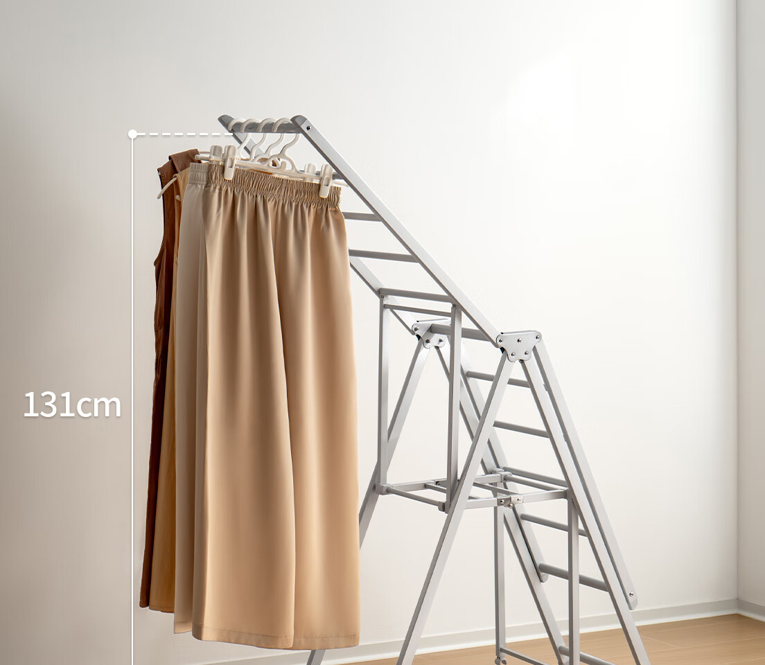 Lazy Corner Small Foldable Clothes Drying Rack Balcony Floor-Standing Aluminum Alloy Clothes Hanger Silver 11