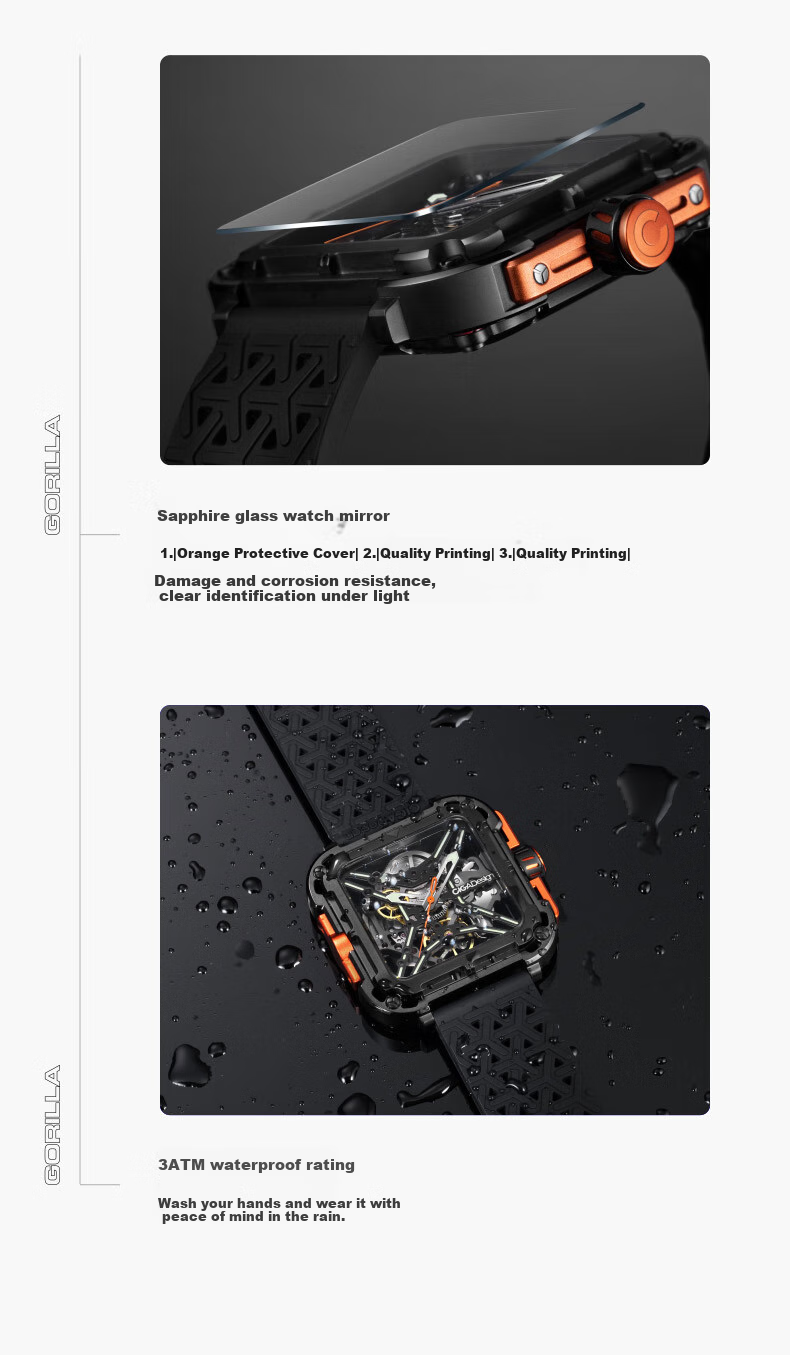 CIGA Design Jia Fengmang Series Mechanical Wristwatch Trendy X Series Gorilla Skeleton Watch, Men's Style, Birthday Gift 19