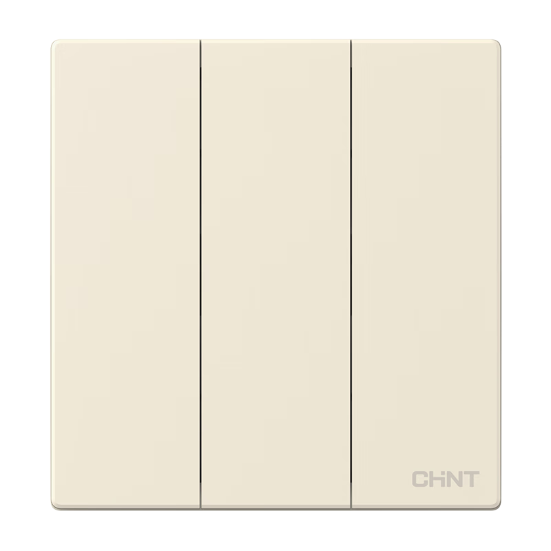 CHNT Switch Socket No-Paint Cream Style Large Panel Socket Faceplate Concealed X1M Three-Gang Two-Way Control Cheese Yellow