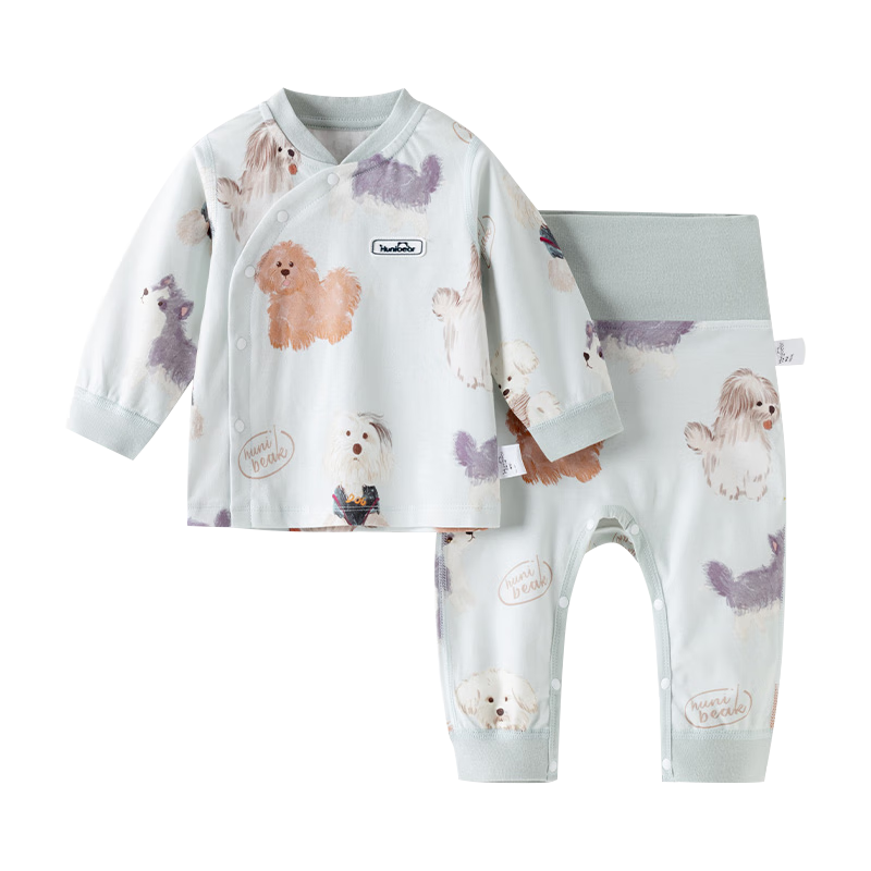 Huanxixiaoxiong Baby Boys' Seamless Cotton High-Waist Autumn Long Johns Set Spring and Autumn Infant Underwear Set
