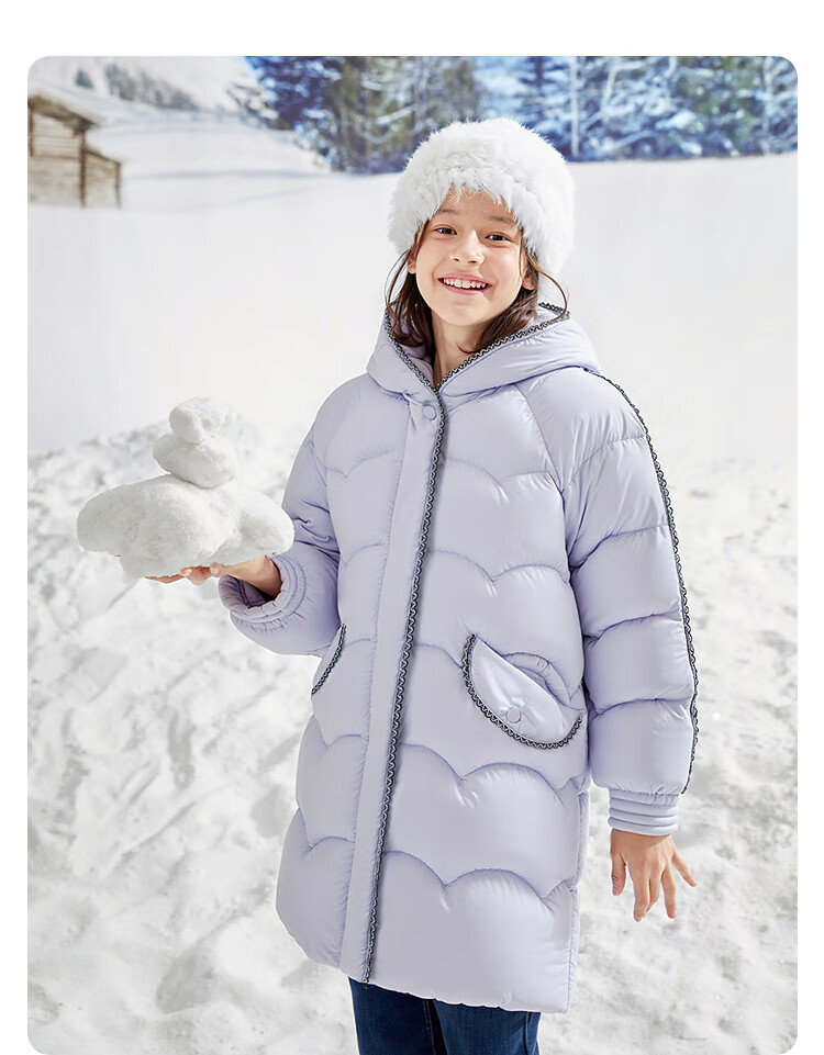 BALABALA balaOne Girls' Windproof Warm Down Jacket Winter Hooded Tweed Coat 2025 New 208425107010 1
