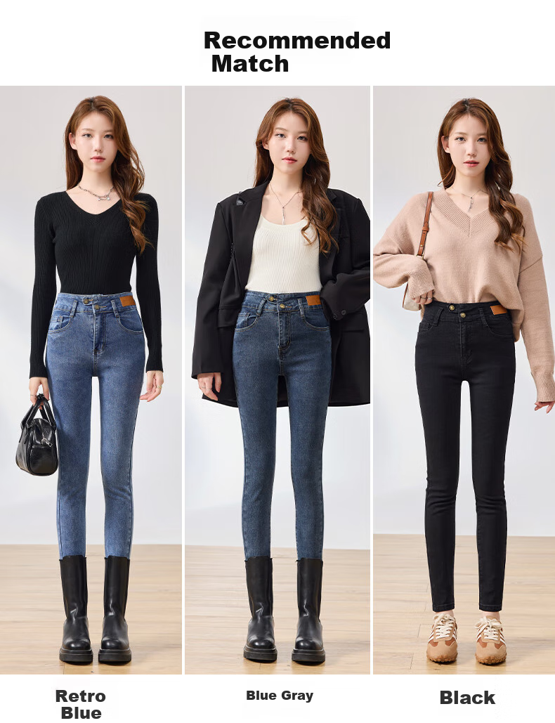 LangSha High-Waisted Jeans for Women, Spring And Autumn Tight-Fitting High-Elasticity Leggings, Slim-Fit Skinny Pants 12